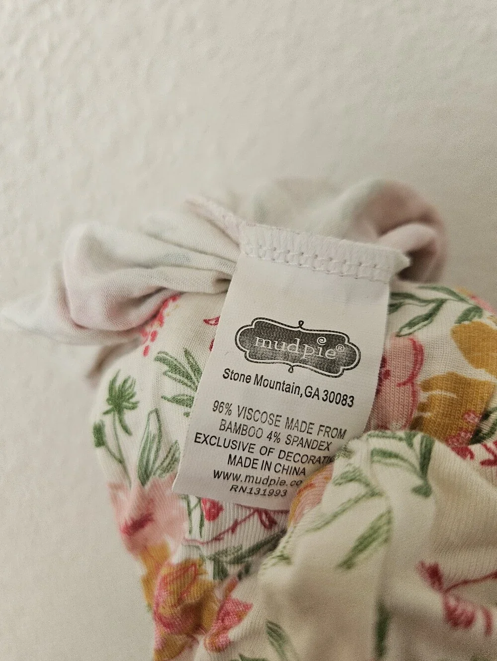 mudpie vibrant floral bamboo knotted gown, 3 months